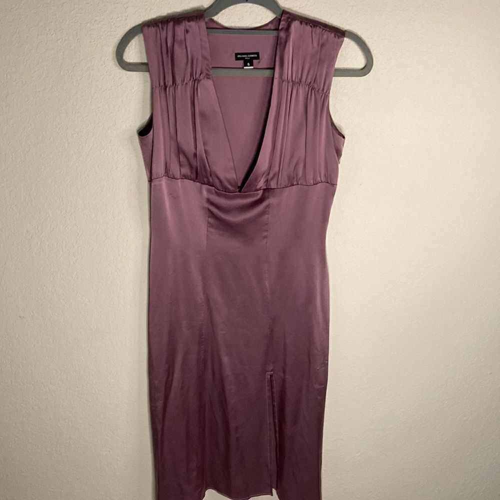 Vintage Silk Orlando Espinoza Purple V-Neck MIDI Dress size 6